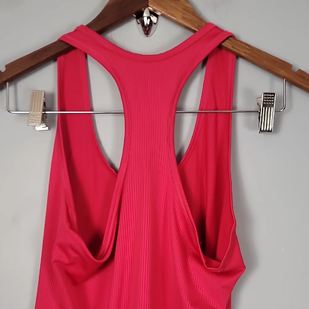 Adidas Pink Ribbed Racerback Fitted Tank Top - Picture 6 of 6